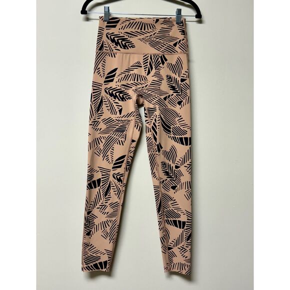 AERIE Palm Leaf Print 7/8 Leggings Smooth Touch High Rise Black/Tan, Sz M - Picture 2 of 11